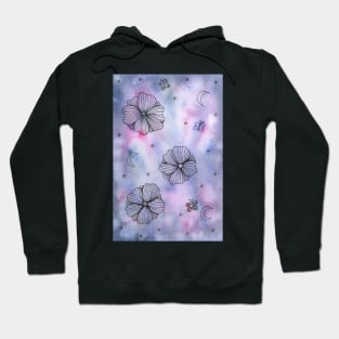 Dreamy Flower Doodle Watercolor and Ink Art Hoodie